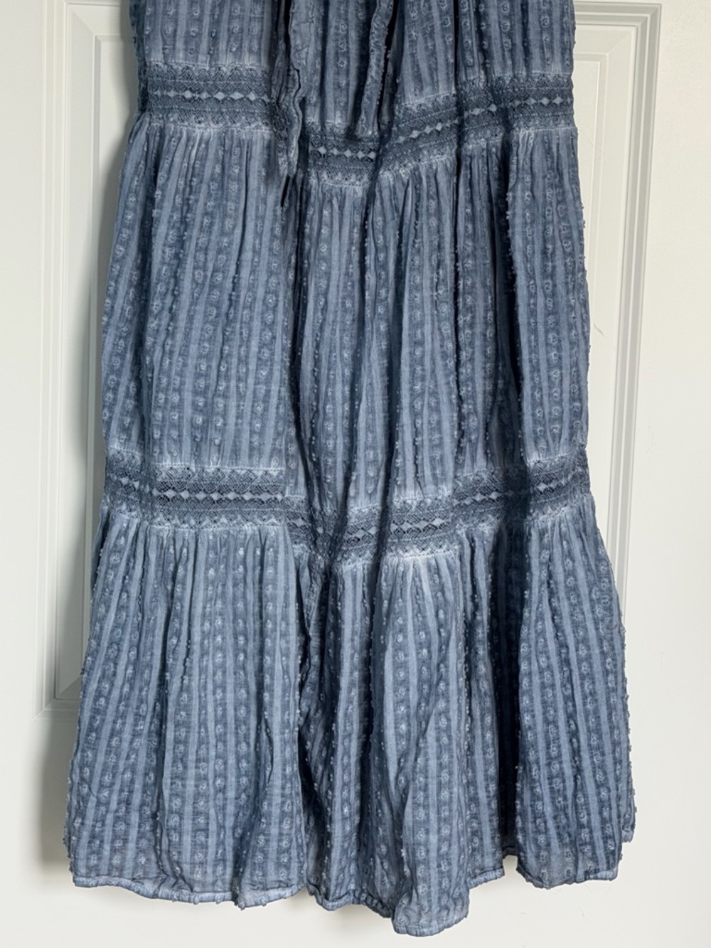 American Eagle Outfitters Light Blue Cotton Tiered Maxi Dress XL 54875 - Picture 10 of 16